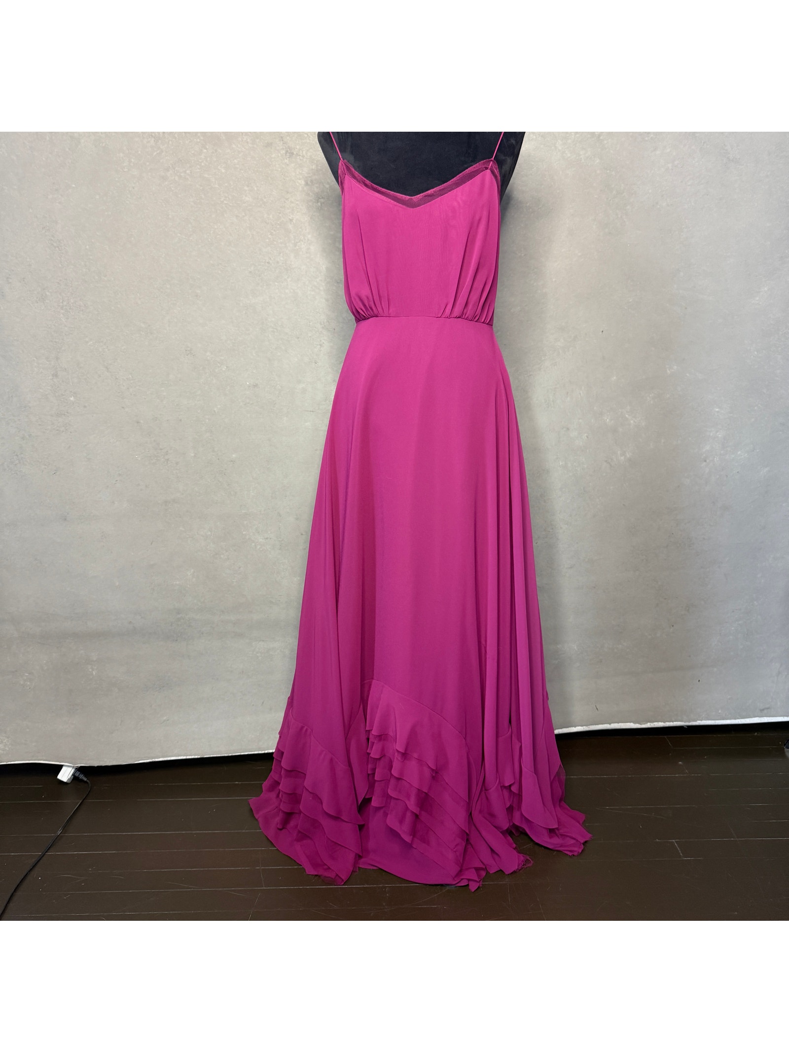 Watters & Watters Magenta Chiffon Formal Gown Spaghetti Strap Size 6
